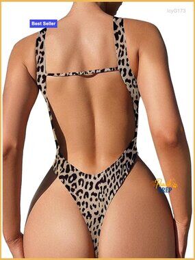 Sexy Backless Cheeky High Cut Thong One Piece Swimsuit V Neck